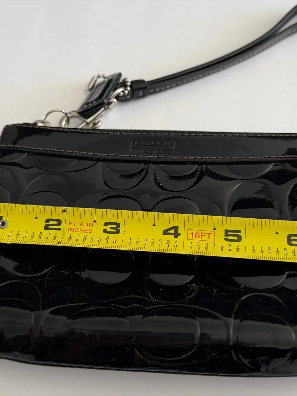 Coach Black Patent Signature Wristlet
